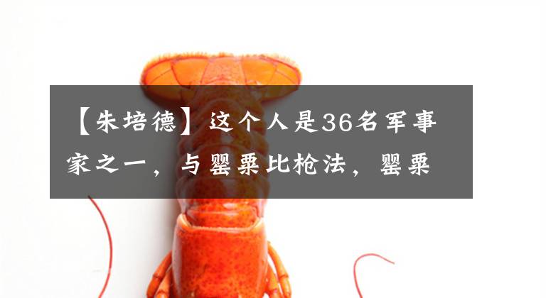 【朱培德】这个人是36名军事家之一,与罂粟比枪法,罂粟不敢比