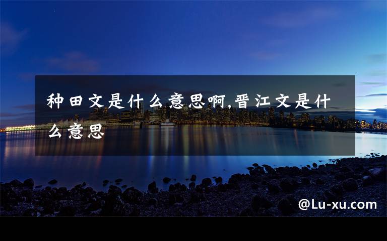 种田文是什么意思啊,晋江文是什么意思