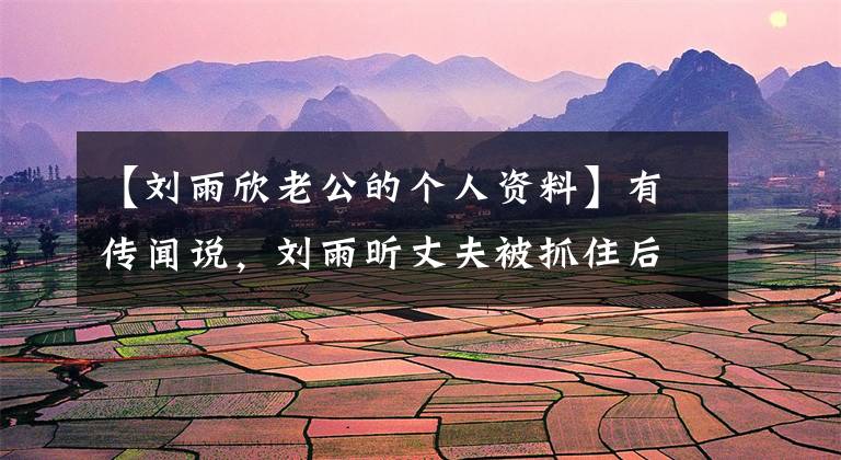 【刘雨欣老公的个人资料】有传闻说,刘雨昕丈夫被抓住后,各种解释剧交替上演的信息量相当深。