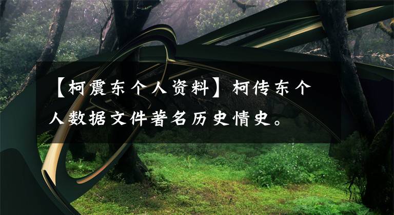 【柯震东个人资料】柯传东个人数据文件著名历史情史。