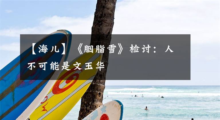 【海儿】《胭脂雪》检讨:人不可能是文玉华