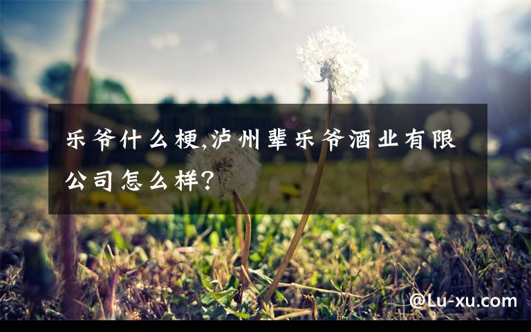 乐爷什么梗,泸州辈乐爷酒业有限公司怎么样?
