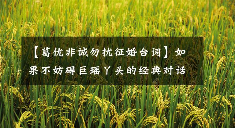 【葛优非诚勿扰征婚台词】如果不妨碍巨瑶丫头的经典对话,丫头就要学习巨瑶。