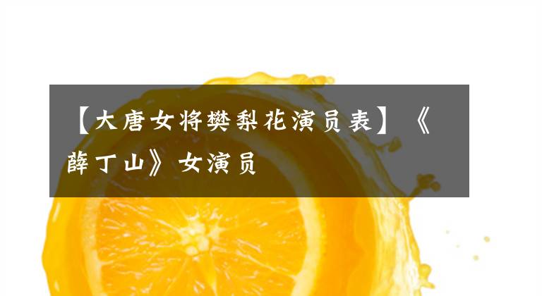 【大唐女将樊梨花演员表】《薛丁山》女演员