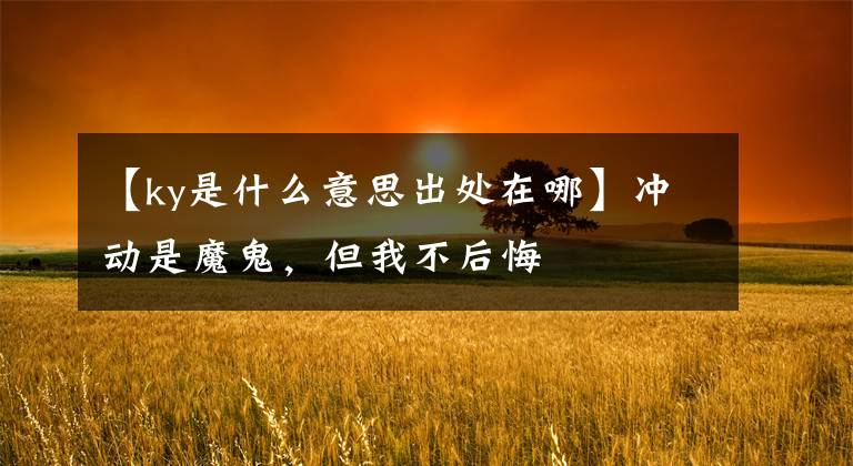 【ky是什么意思出处在哪】冲动是魔鬼，但我不后悔