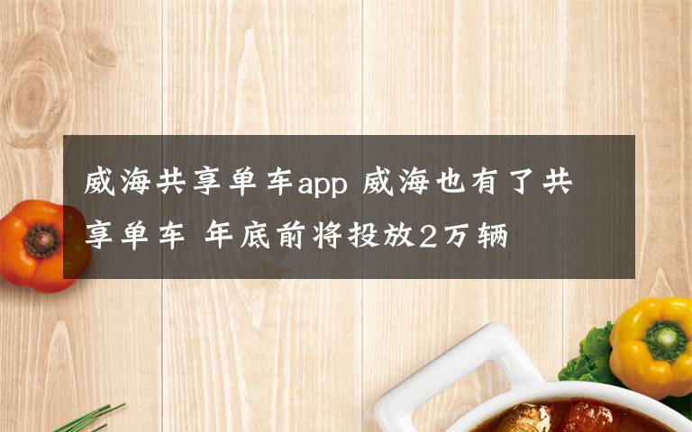 威海共享单车app 威海也有了共享单车 年底前将投放2万辆