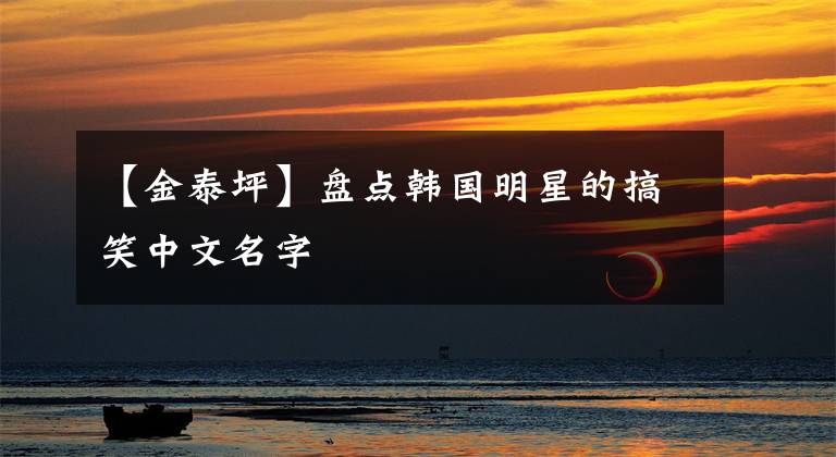 【金泰坪】盘点韩国明星的搞笑中文名字