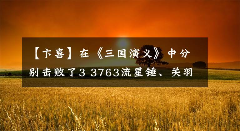 【卞喜】在《三国演义》中分别击败了3 3763流星锤、关羽、张飞、魏延一次