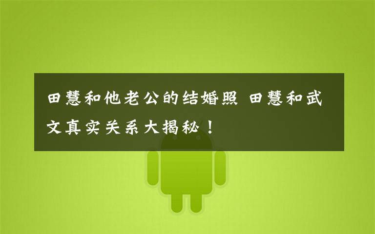 田慧和他老公的结婚照 田慧和武文真实关系大揭秘!