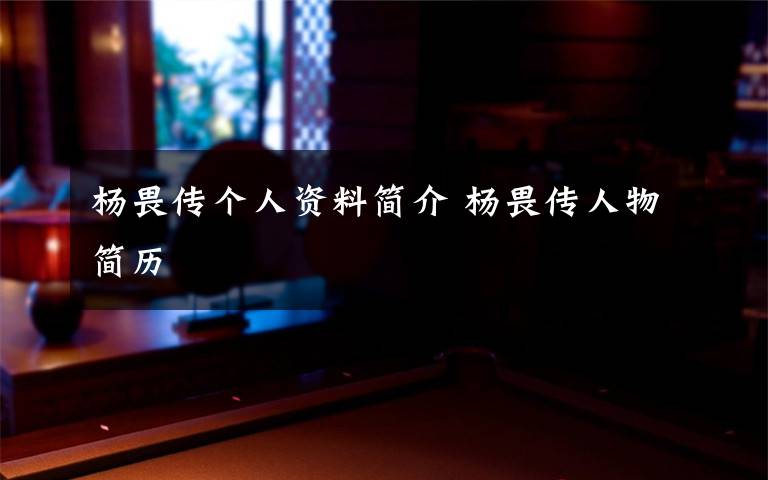 杨畏传个人资料简介 杨畏传人物简历