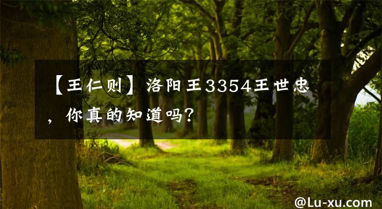 【王仁则】洛阳王3354王世忠,你真的知道吗?
