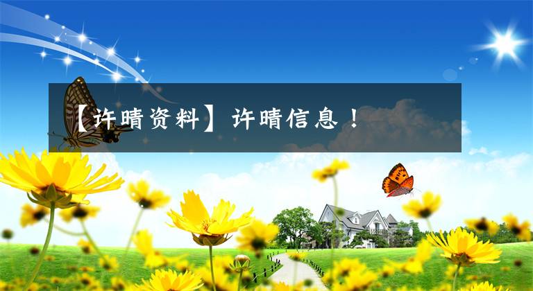 【许晴资料】许晴信息!