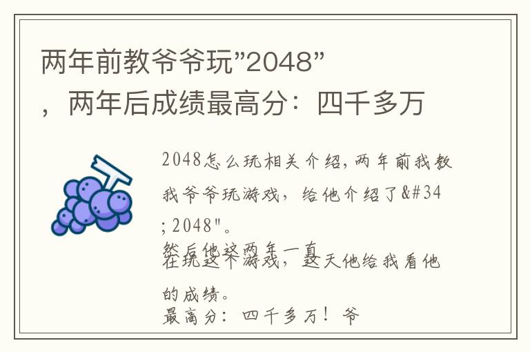 两年前教爷爷玩"2048",两年后成绩最高分:四千多万……