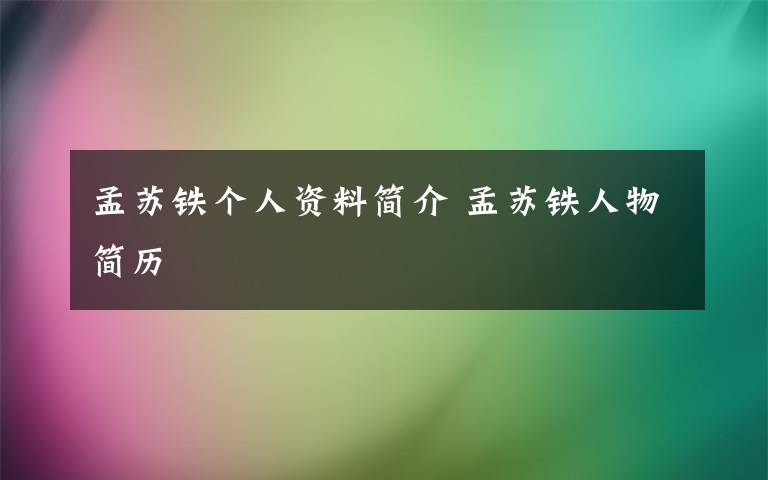 孟苏铁个人资料简介 孟苏铁人物简历