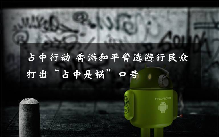 占中行动 香港和平普选游行民众打出“占中是祸”口号