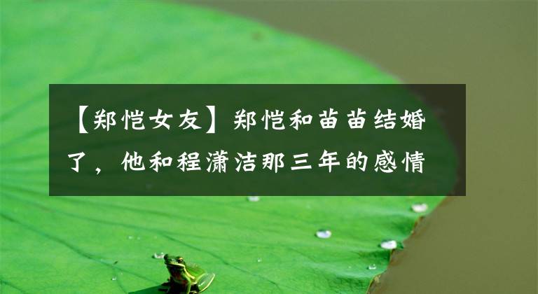 【郑恺女友】郑恺和苗苗结婚了，他和程潇洁那三年的感情，被女人唤醒了。