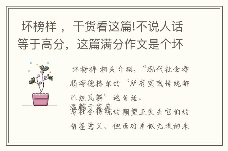 坏榜样 ,干货看这篇!不说人话等于高分,这篇满分作文是个坏榜样