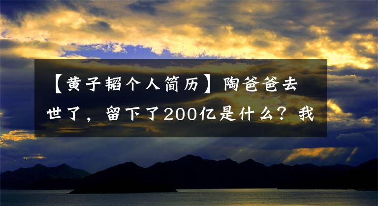【黄子韬个人简历】陶爸爸去世了,留下了200亿是什么?我看到了一种父爱,厚如山。