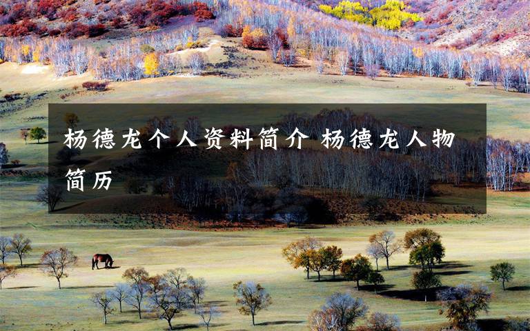 杨德龙个人资料简介 杨德龙人物简历