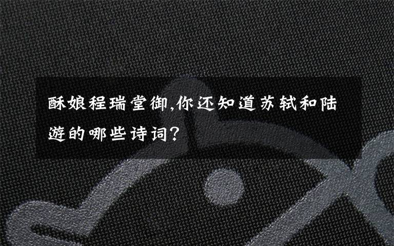 酥娘程瑞堂御,你还知道苏轼和陆游的哪些诗词？