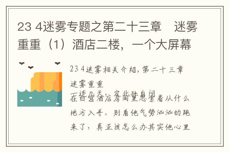 23 4迷雾专题之第二十三章 迷雾重重(1)酒店二楼,一个大屏幕监视器上不停闪烁