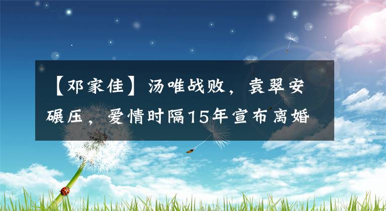 【邓家佳】汤唯战败，袁翠安碾压，爱情时隔15年宣布离婚：恭喜，终于轮到她了。