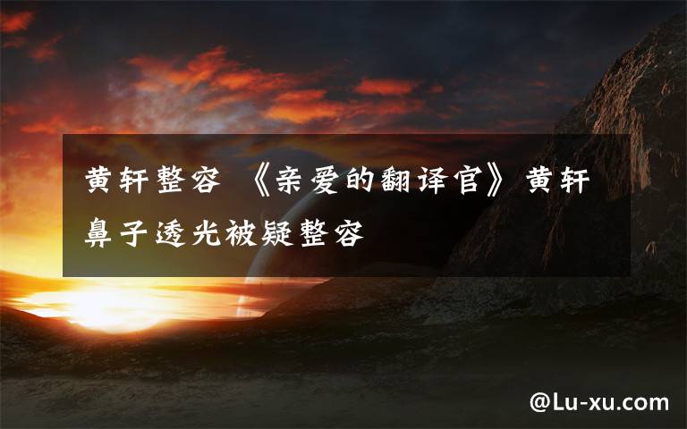 黄轩整容 《亲爱的翻译官》黄轩鼻子透光被疑整容