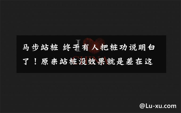 马步站桩 终于有人把桩功说明白了！原来站桩没效果就是差在这