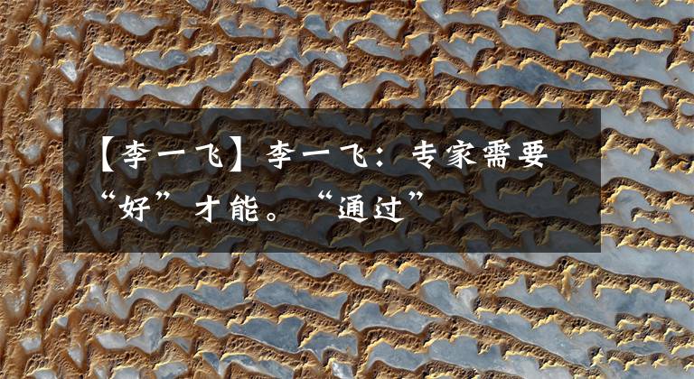 【李一飞】李一飞：专家需要“好”才能。“通过”