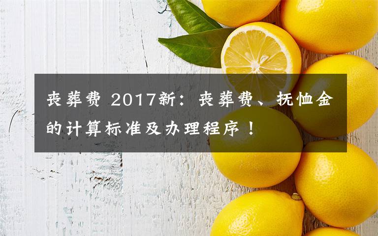 丧葬费 2017新:丧葬费、抚恤金的计算标准及办理程序!
