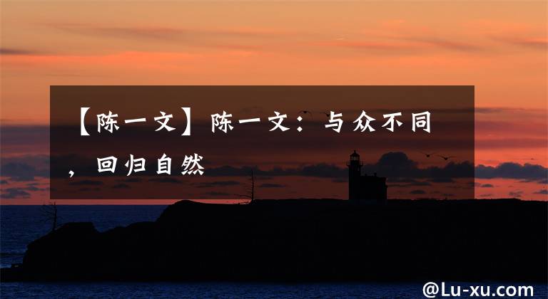 【陈一文】陈一文:与众不同,回归自然