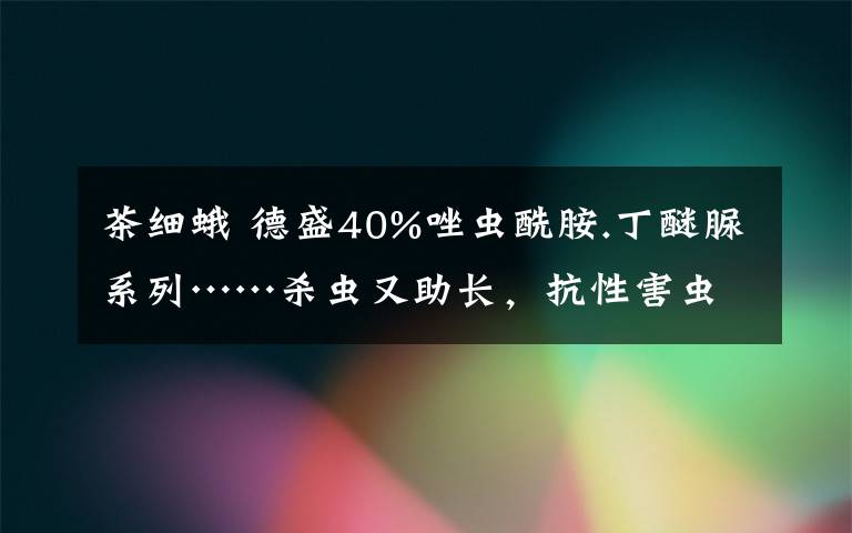茶细蛾 德盛40%唑虫酰胺.丁醚脲系列……杀虫又助长,抗性害虫全搞定!!!! 规范的、专业专注的……帮你挣钱