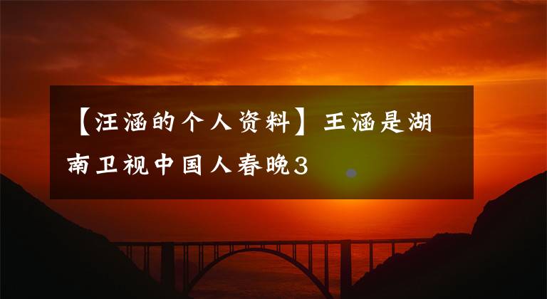 【汪涵的个人资料】王涵是湖南卫视中国人春晚3
