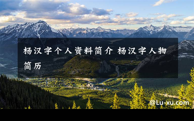 杨汉字个人资料简介 杨汉字人物简历