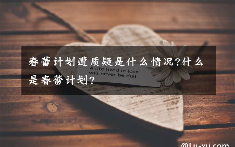 春蕾计划遭质疑是什么情况?什么是春蕾计划?