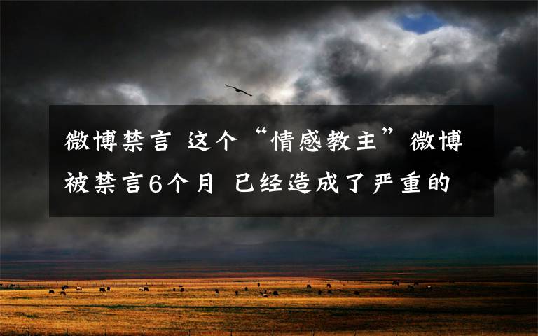 微博禁言 这个“情感教主”微博被禁言6个月 已经造成了严重的社会不良影响