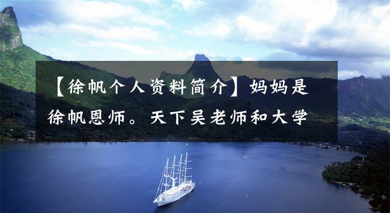 【徐帆个人资料简介】妈妈是徐帆恩师。天下吴老师和大学同学。不抽烟不打牌。年龄超过40岁了