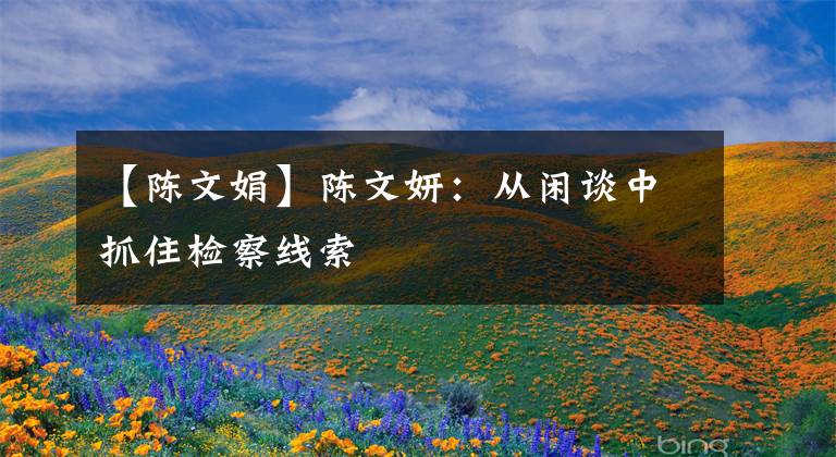 【陈文娟】陈文妍：从闲谈中抓住检察线索