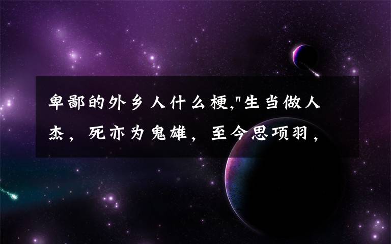 卑鄙的外乡人什么梗,