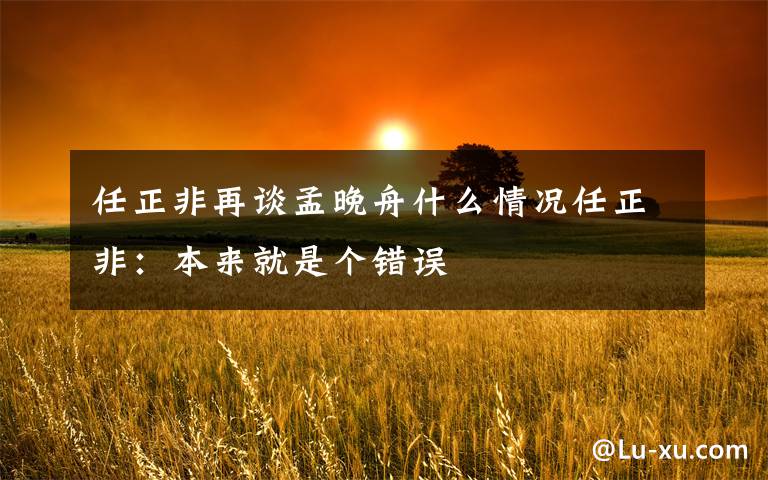 任正非再谈孟晚舟什么情况任正非:本来就是个错误