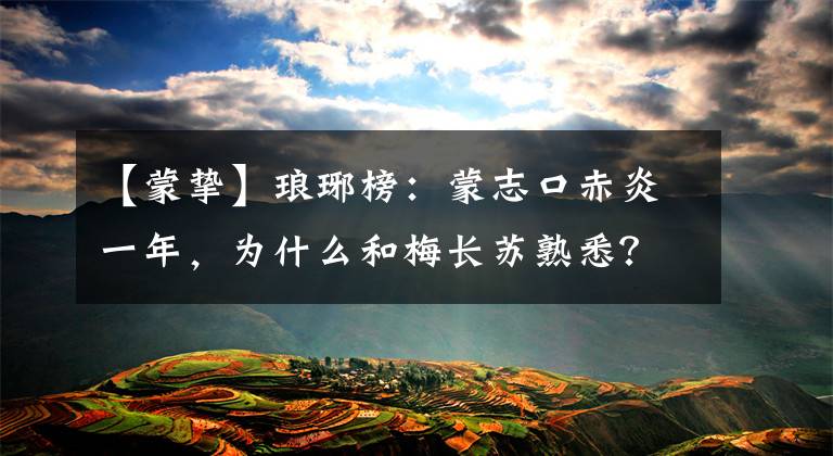 【蒙挚】琅琊榜:蒙志口赤炎一年,为什么和梅长苏熟悉?第一层关系未知