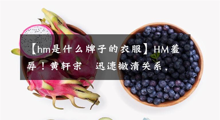 【hm是什么牌子的衣服】HM羞辱!黄轩宋喆迅速撇清关系,赵丽颖李宇春也卷入其中