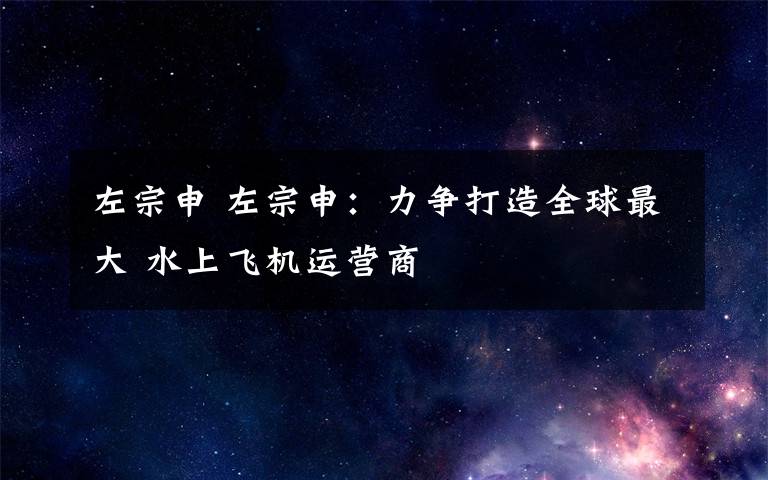左宗申 左宗申:力争打造全球最大 水上飞机运营商