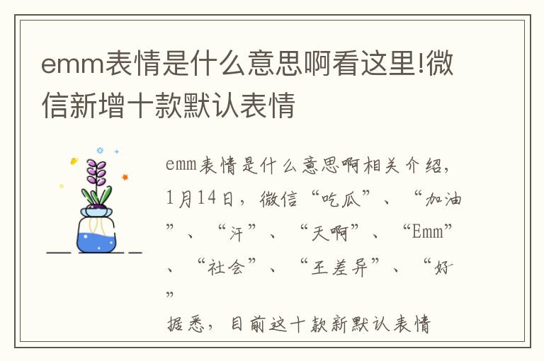 emm表情是什么意思啊看这里!微信新增十款默认表情