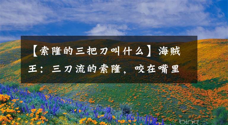 【索隆的三把刀叫什么】海贼王：三刀流的索隆，咬在嘴里的刀意义何在，深情的男人索隆