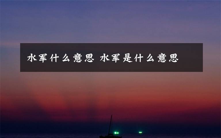 水军什么意思 水军是什么意思