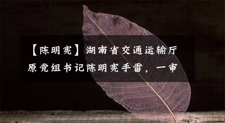 【陈明宪】湖南省交通运输厅原党组书记陈明宪手雷,一审巨额财产来源不明案