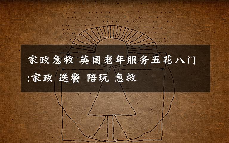 家政急救 英国老年服务五花八门:家政 送餐 陪玩 急救