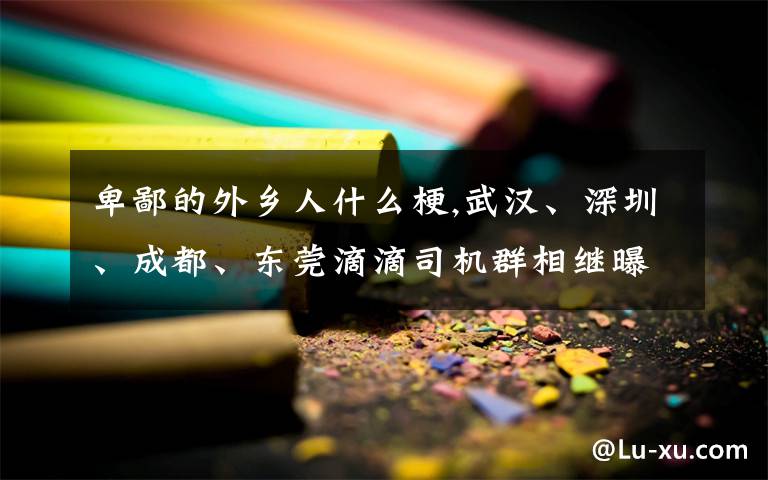 卑鄙的外乡人什么梗,武汉、深圳、成都、东莞滴滴司机群相继曝光，聊天内容不堪入目，顺风车主都是一群什么样的人？