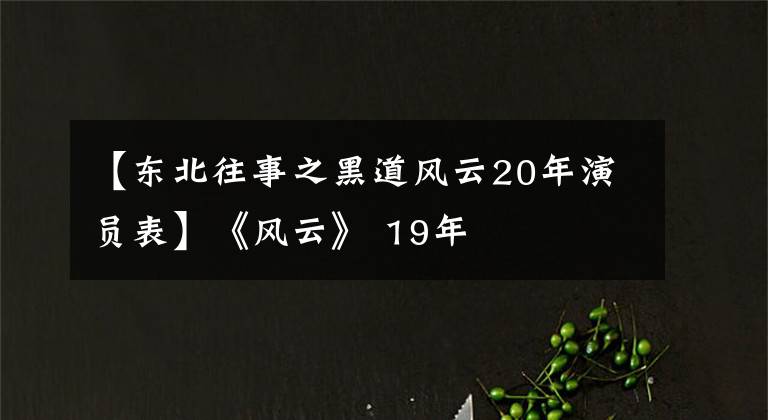 【东北往事之黑道风云20年演员表】《风云》 19年
